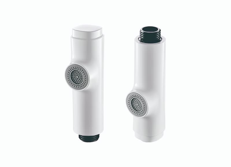 White add sprayer to kitchen faucet with dual mode sprayer Dual mode kitchen faucet with pull out hand sprayer